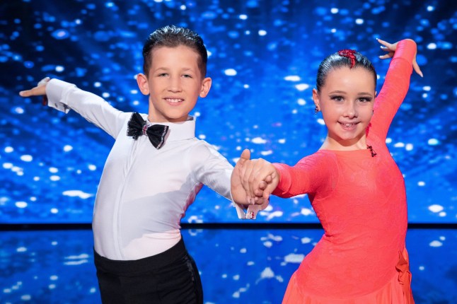 Britain's Got Talent stars Lexie and Christopher with their arrms outstretched