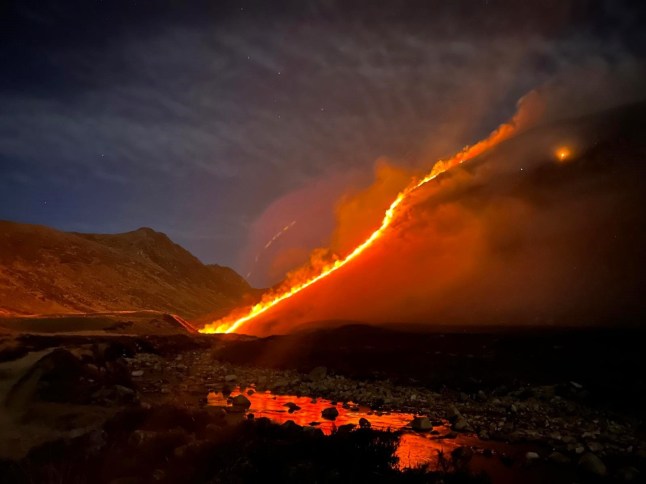 Handout photo taken with permission from the social media site X, formerly Twitter, posted by @Police Scotland of a wildfire on the Isle of Arran, Scotland. Fire chiefs are calling on people to act responsibly after an 