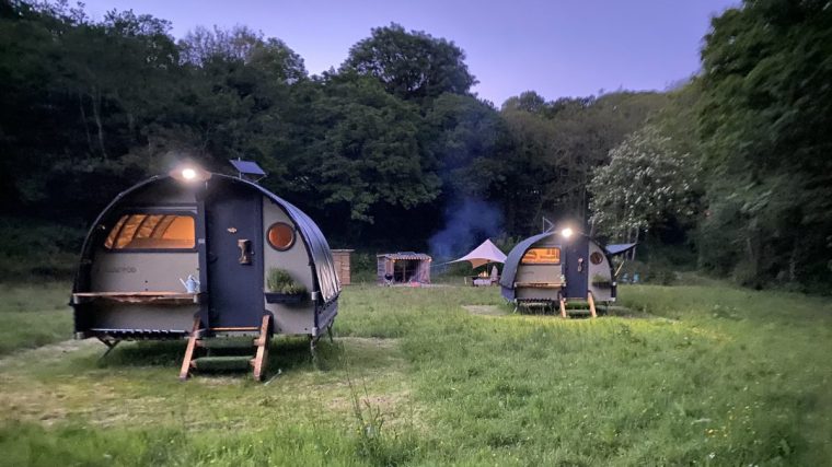 WILDish Cornwall at Broom Park Farm, offering off-grid holidays, in two unique and private glamping locations. The Lost Meadow Treepod, set in a magical woodland clearing offering a peaceful escape and an exclusive use Credit WILDish From Jon Broom
