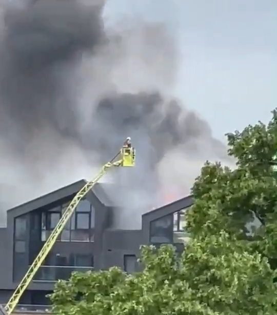 Smoke coming from flats.