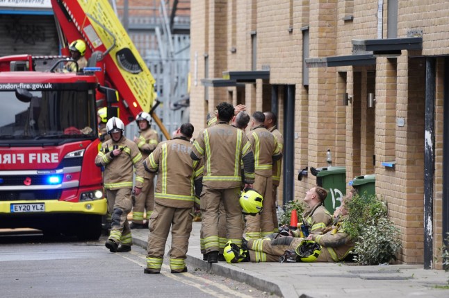 Emergency services at the scene of the fire.