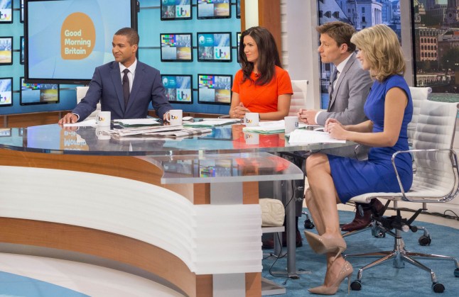 Editorial use only Mandatory Credit: Photo by ITV/REX/Shutterstock (3716557g) Sean Fletcher Susanna Reid, Ben Shephard, and Charlotte Hawkins seen rehearsing on the new Good Morning Britain set 'Good Morning Britain' Rehearsal, TV Programme, London, Britain - 24 Apr 2014