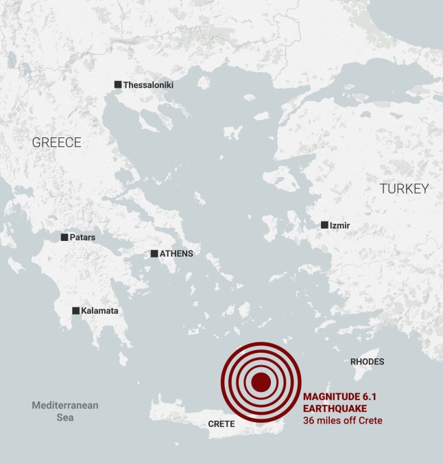 METRO GRAPHICS Crete Earthquake Map
