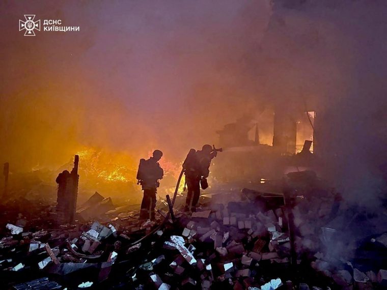 At least 12 people were killed in the largest Russian air attack of the war that struck dozens of targets across Ukraine over the weekend (Photo: Ukrainian State Emergency Service Press Service/AFP)
