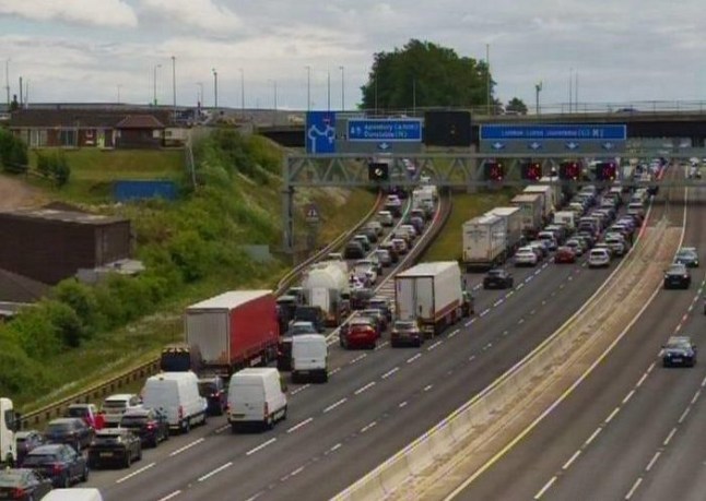 Traffic delays on the M1 after a crash.