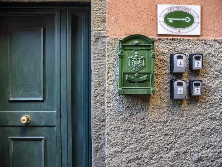Door of a house for vacation rental in the city of La Spezia, Italy, Europe.