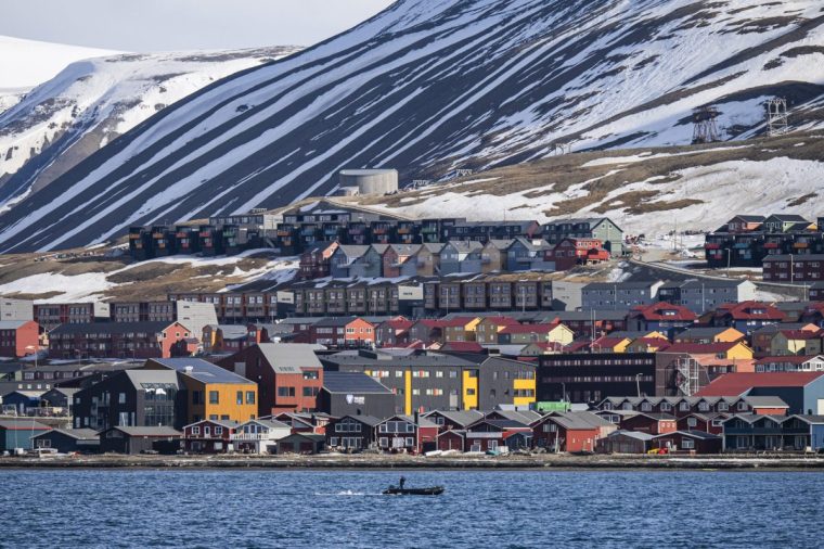 Pictured taken on May 16, 2024 from a boat shows the view of Longyearbyen, located on Spitsbergen island, in Svalbard Archipelago, northern Norway. (Photo by Jonathan NACKSTRAND / AFP) (Photo by JONATHAN NACKSTRAND/AFP via Getty Images)