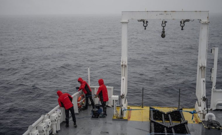 ARCTIC OCEAN - JULY 05: Scientists are seen working, on Arctic Ocean on July 05, 2024.Under the auspices of the Turkish Presidency and the Ministry of Industry and Technology, and coordinated by TUBTAK MAM Polar Research Institute, the National Arctic Scientific Research Expedition, which is held for the fourth time this year, has returned to the country after completing 16 different projects with samples collected from 51 different sampling points. During their expedition, which covered approximately 4,000 kilometers, scientists observed glaciers starting at 81 degrees north latitude, glaciers affected by climate change around the Svalbard archipelago, and the changing habitats of Arctic wildlife. (Photo by Sebnem Coskun/Anadolu via Getty Images)