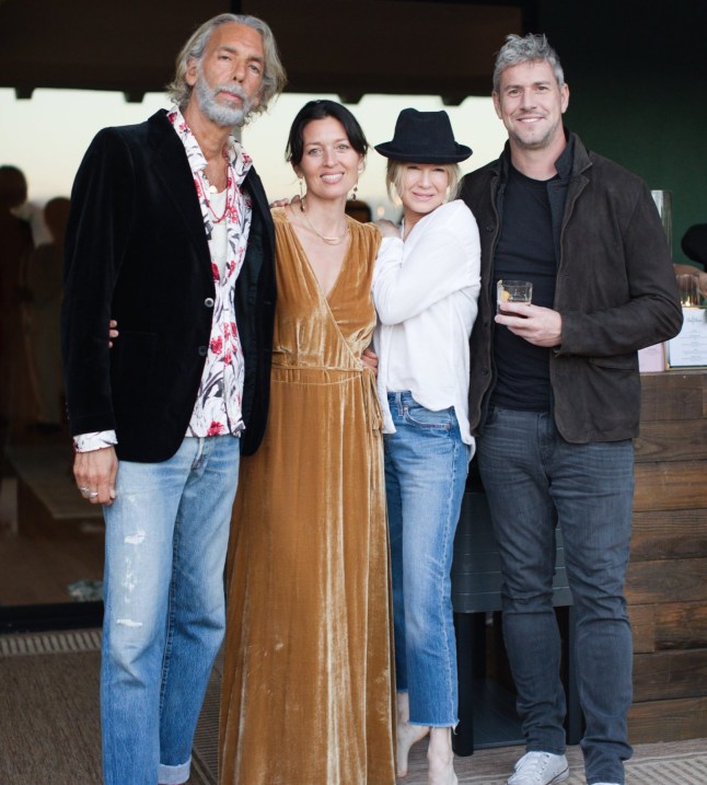 LOS ANGELES, CALIFORNIA - OCTOBER 14: (L-R) Stephen 'Scooter' Weintraub, Libby June Weintraub, Ren??e Zellweger and Ant Anstead attend the launch of Libby June Weintraub's nook "She Was Born: Words on Loss and Liberation" at a private residence on October 14, 2023 in Los Angeles, California. (Photo by Ella Hovsepian/Getty Images)