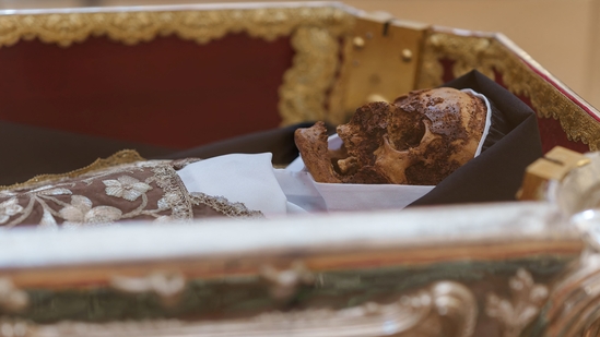The body of Saint Teresa of Jesus is on public display for the first time since 1914.(AFP)