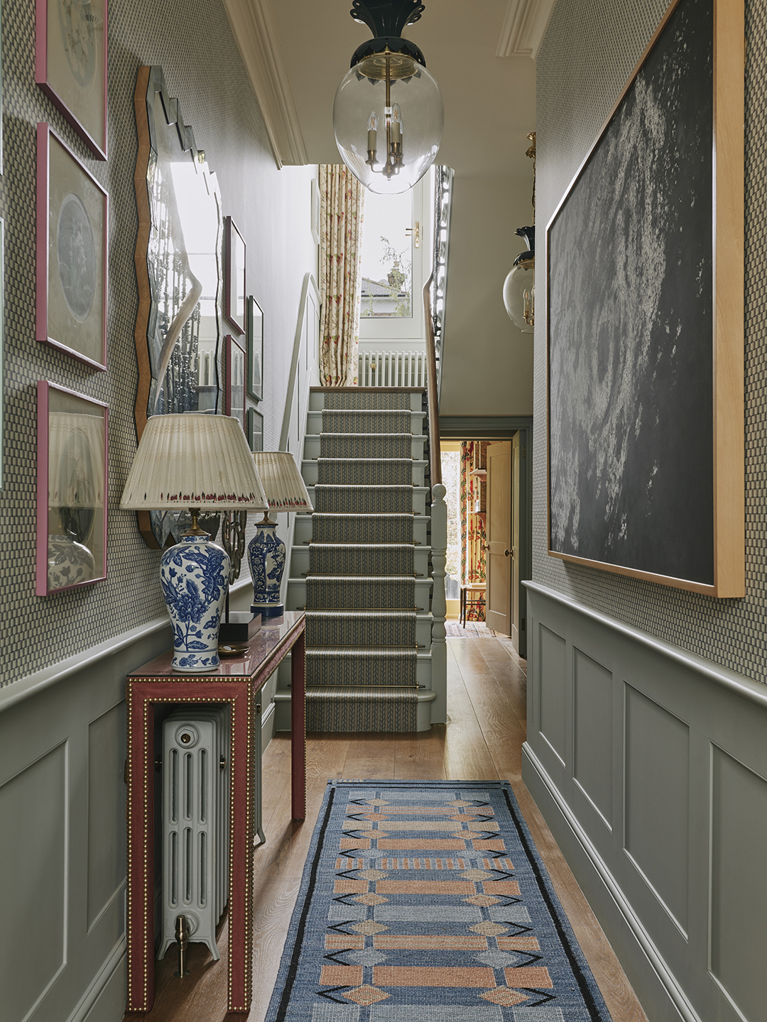 blue-gray stairway hallway