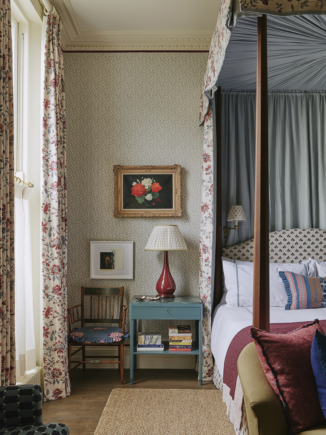 bed with floral canopy