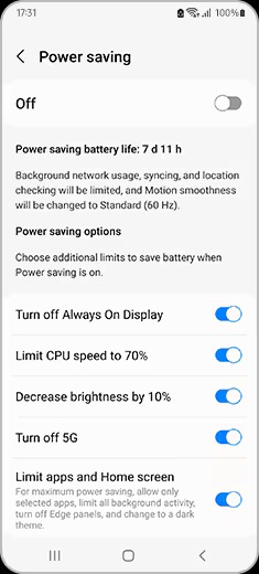 Samsung Galaxy power saving 1