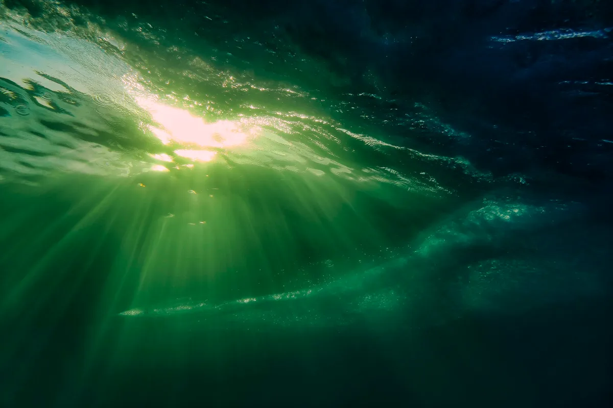 Sunlight under surface of ocean