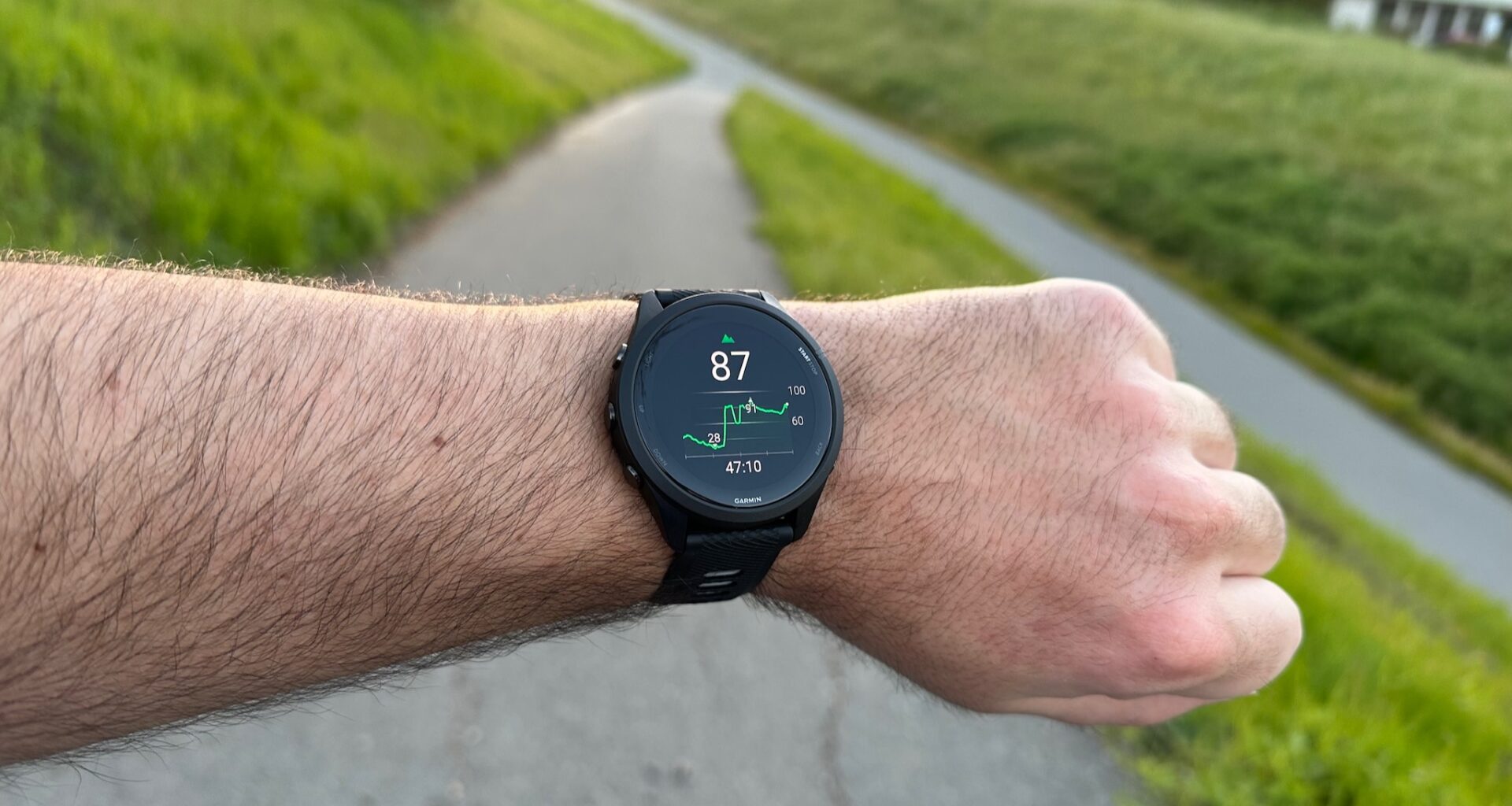 Elevation chart for a run on the Garmin Forerunner 265