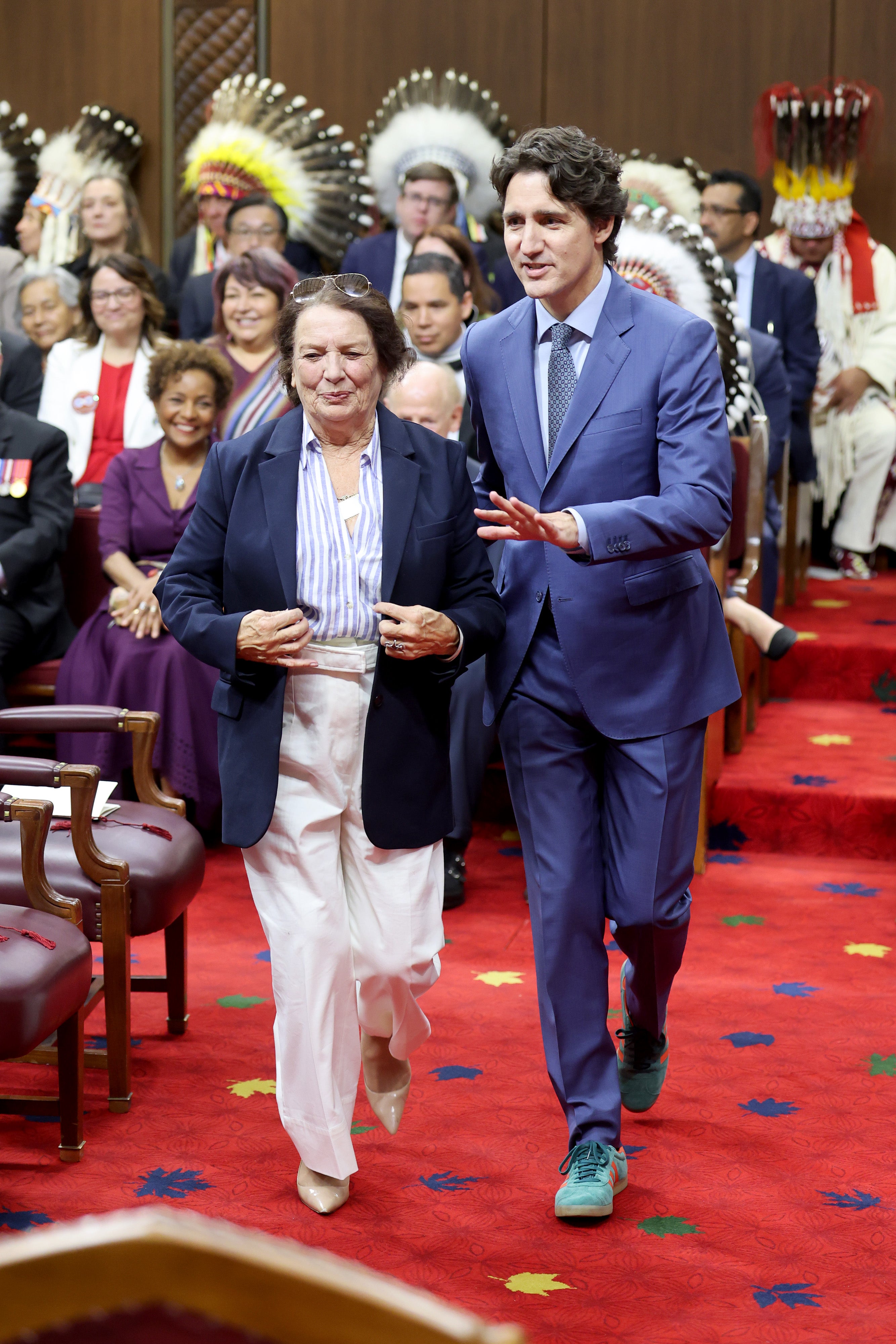 Margaret Trudeau and Former Prime Minister of Canada Justin Trudeau arrive