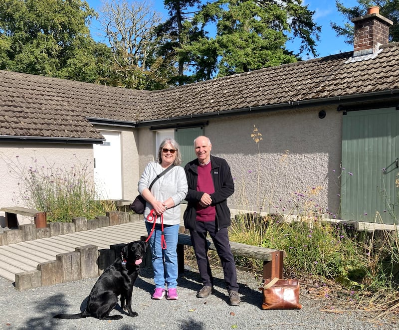 Felicity and Paul Clements outside the renovated cottage in the Montalto estate  where they spent a year