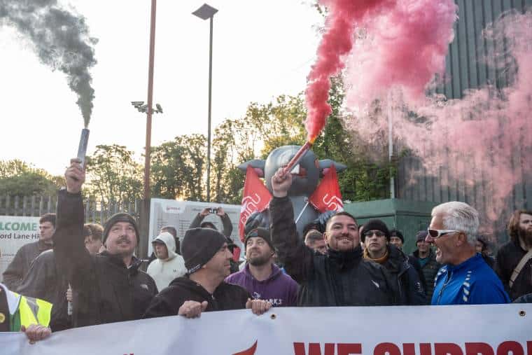 Trade unionists and supporters from across the country got organised to join the mass picket