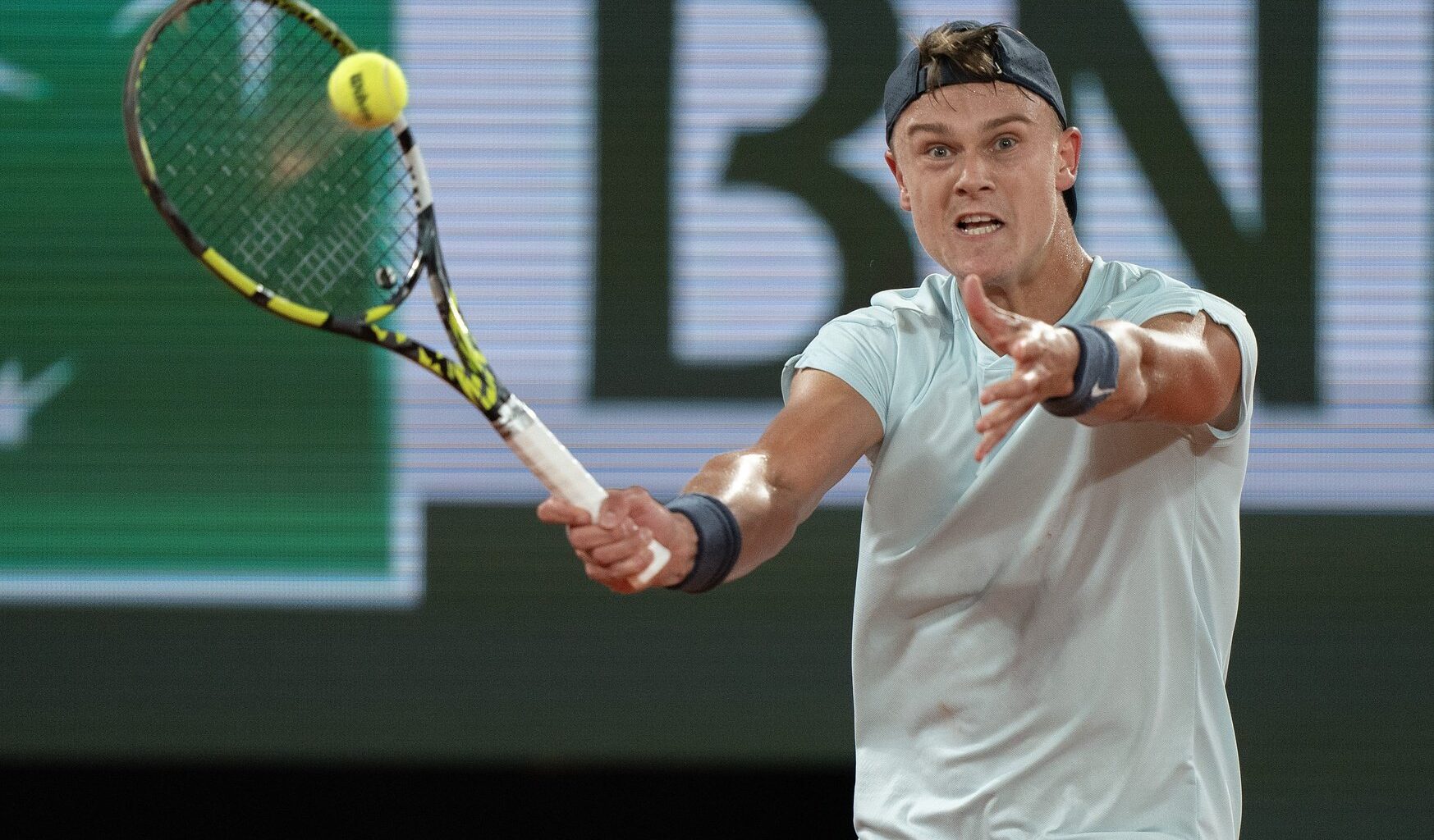 Holger Rune in action at the French Open.