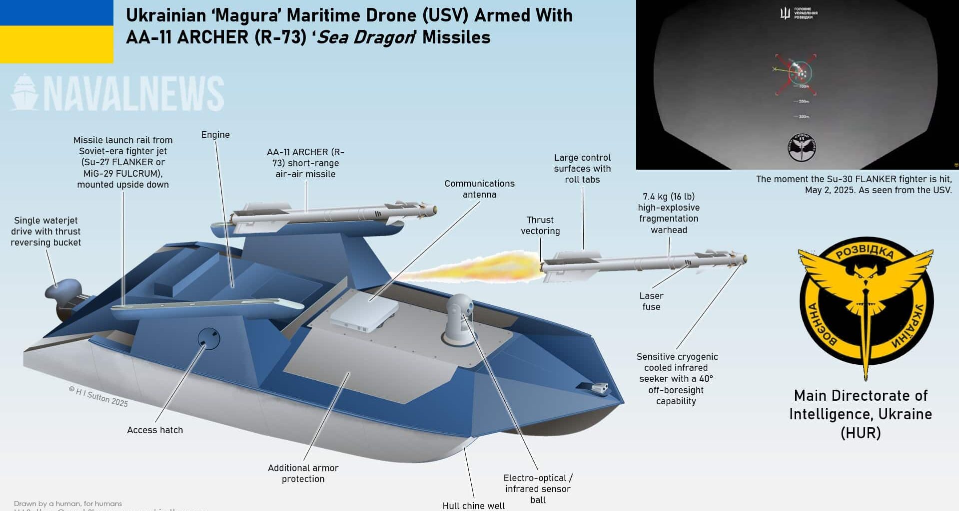 Ukrainian surface drone with Sea Dragon R-73 missiles