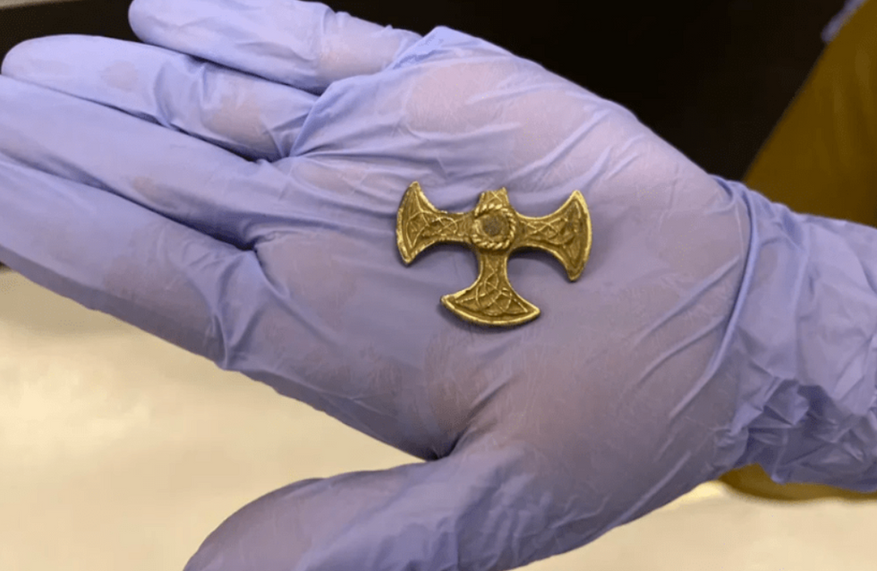 A rare Saxon cross-shaped pendant