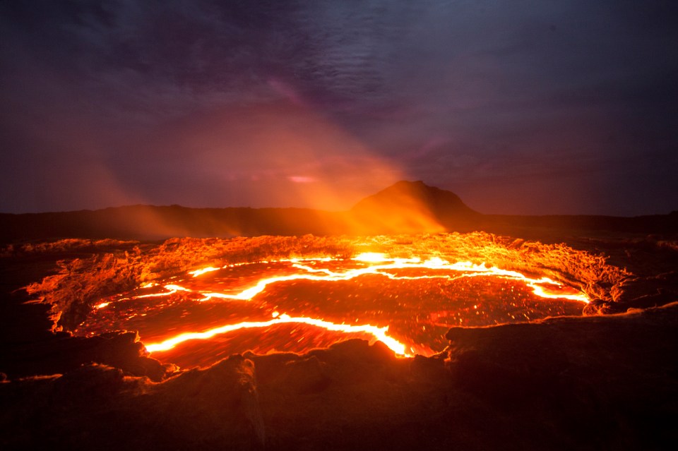 Lava lake in an active volcano in Ethiopia.