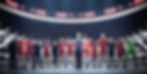 Gwilym Lee as England football manager Gareth Southgate with his team in the play Dear England