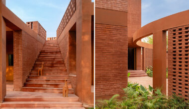 studio sangath uses brick and terracotta to shape artists' refuge