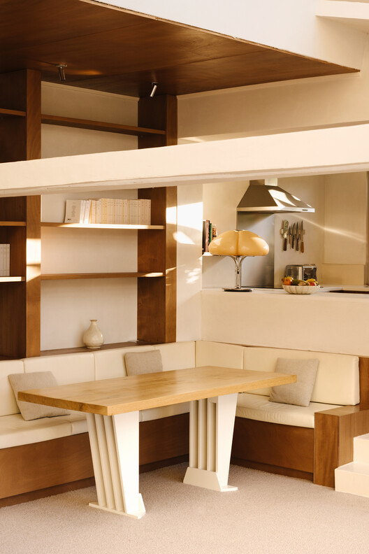 Apartment / Rudy Guénaire - Interior Photography, Closet, Wood, Lighting, Chair, Shelving