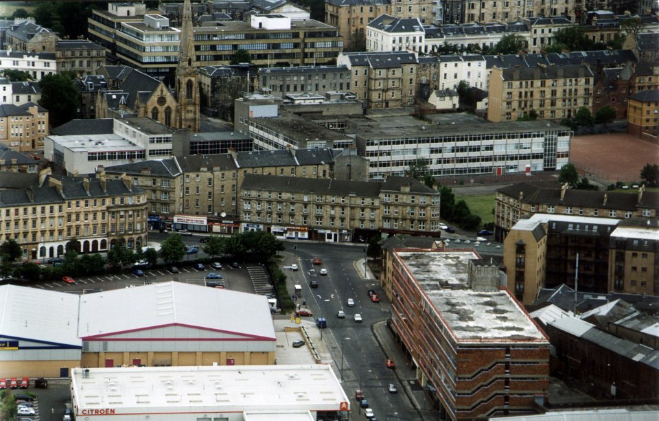 Aerial view of Argyle Street, Finnieston.
