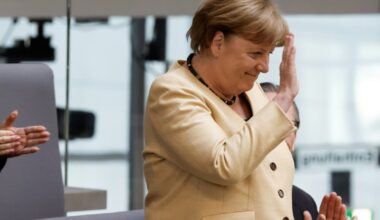 Former German chancellor Angela Merkel during Tuesday
