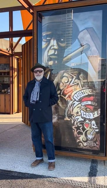 Terry Bradley with a piece of his artwork (Pic from Terry Bradley Facebook)