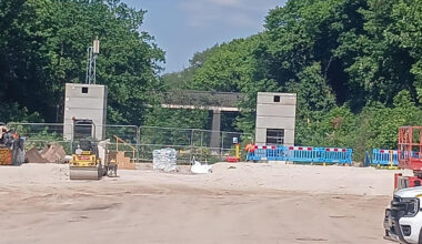 Moseley Village Station site with two lift shafts installed. PIC: West Midlands Combined Authority