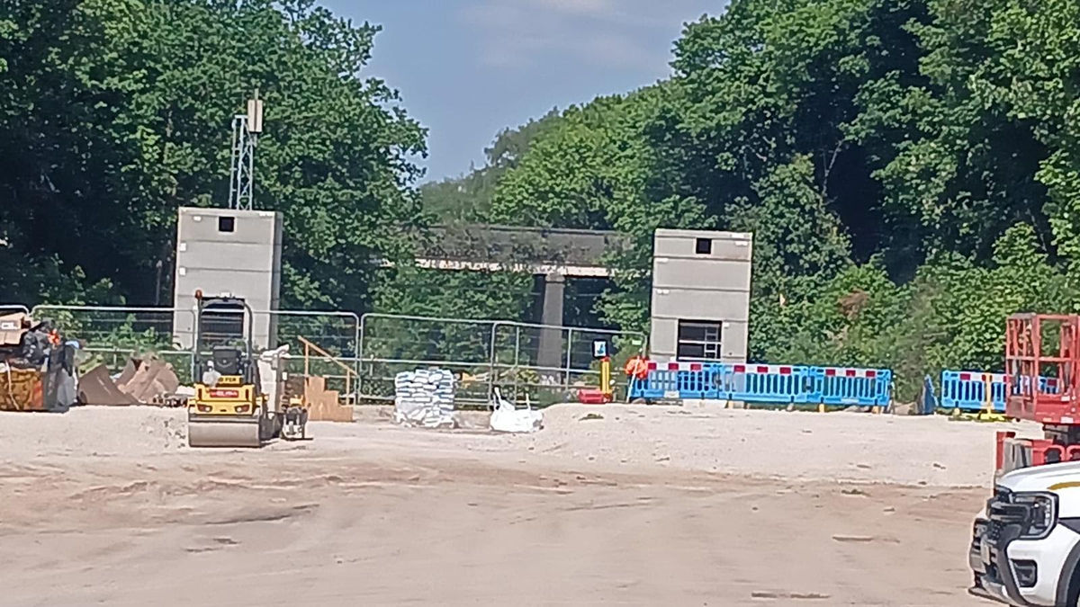 Moseley Village Station site with two lift shafts installed. PIC: West Midlands Combined Authority