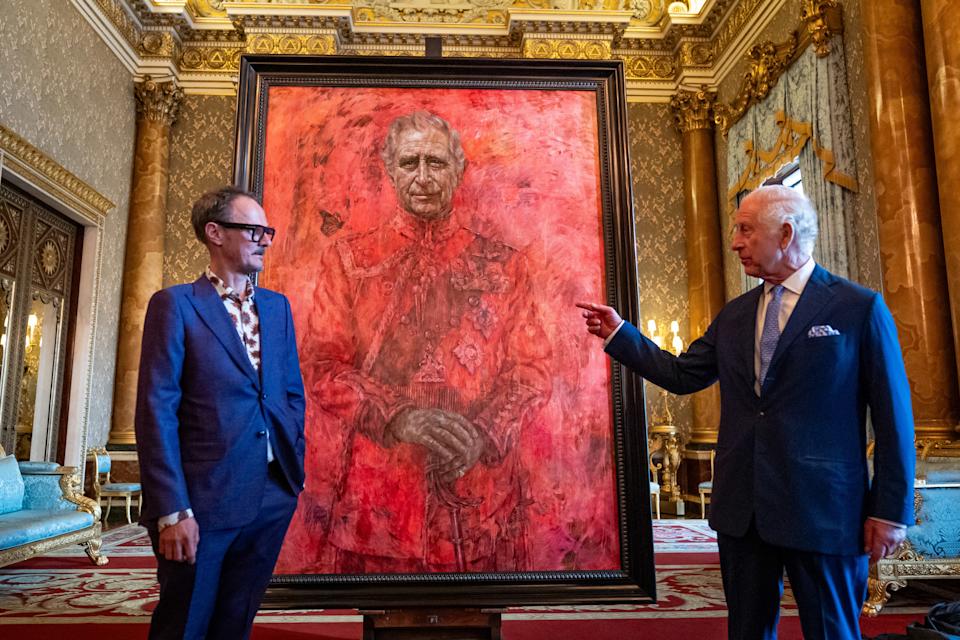 Artist Jonathan Yeo unveils his portrait of King Charles at Buckingham Palace on May 14, 2024