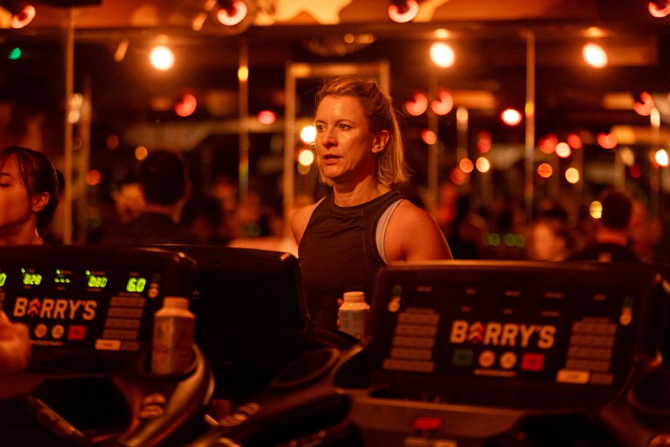 Sarah Caden runs a personal best at Barry’s in London. Photo: Jonathan Goldberg