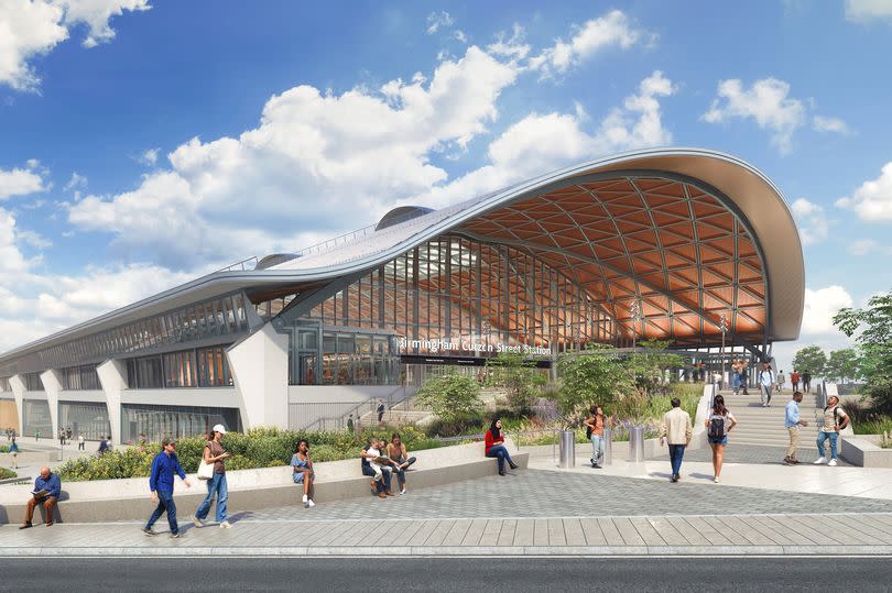 A visualisation of the proposed revised design for Curzon Street Station, the HS2 station in Birmingham. .