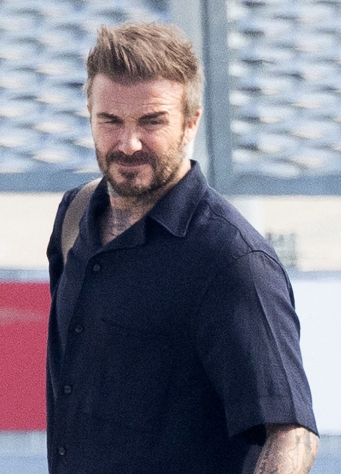 David Beckham leaving Paris-Le Bourget Airport.