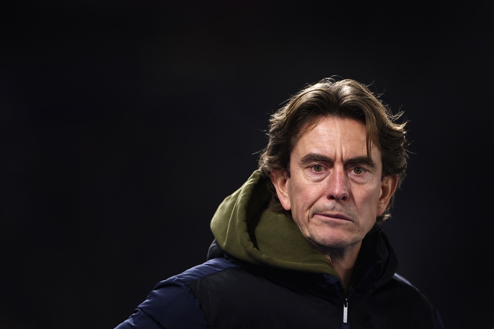 BRIGHTON, ENGLAND: Thomas Frank, Manager of Brentford during the Premier League match between Brighton & Hove Albion FC and Brentford FC at Amex Stadium on December 27, 2024. (Photo by Alex Pantling/Getty Images)