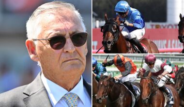Trainer Peter Snowden (left) has terrific winning chances at the Scone carnival with Fire Star (top right) and Akaysha (bottom right, orange and black silks). Pictures: Getty Images