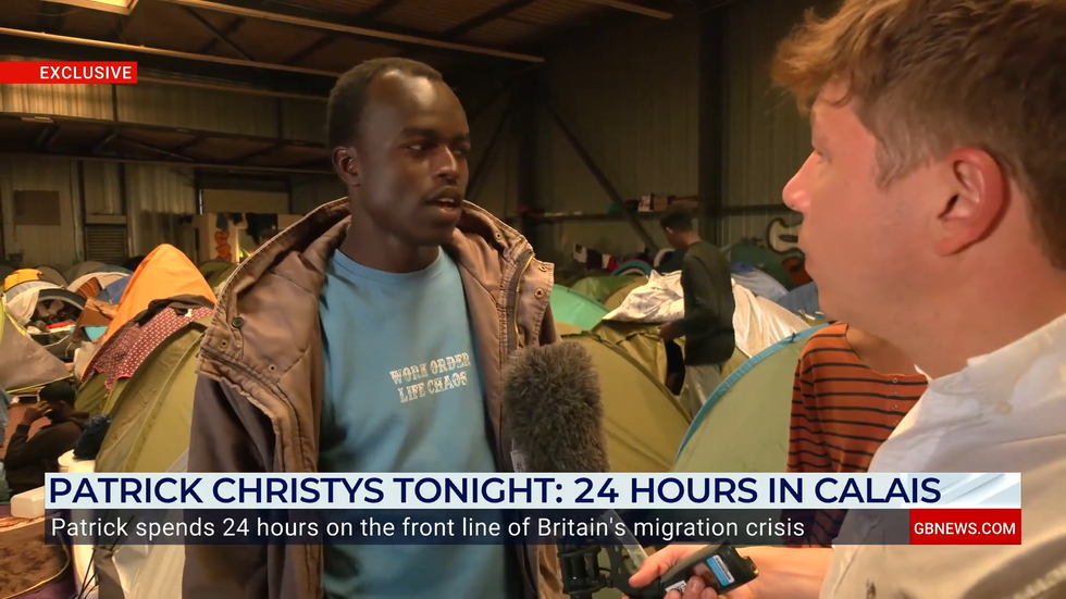 Calais migrant speaks to Patrick Christys