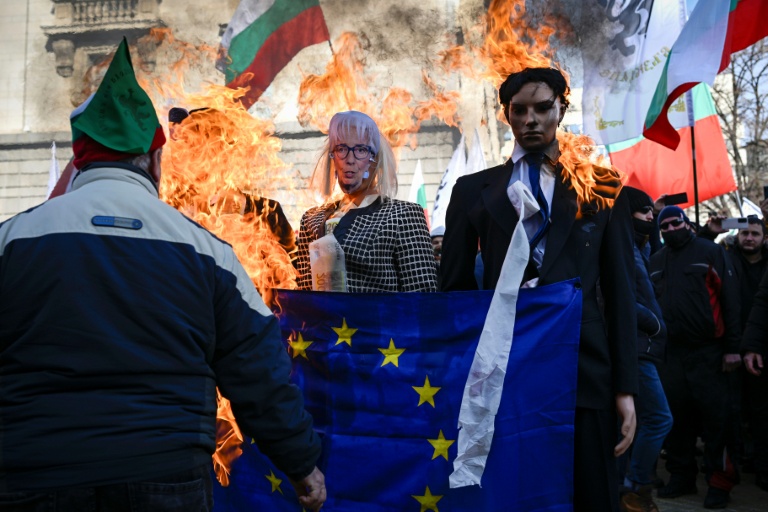 In Bulgaria, the prospect of adopting the euro has drawn protests (Nikolay DOYCHINOV)