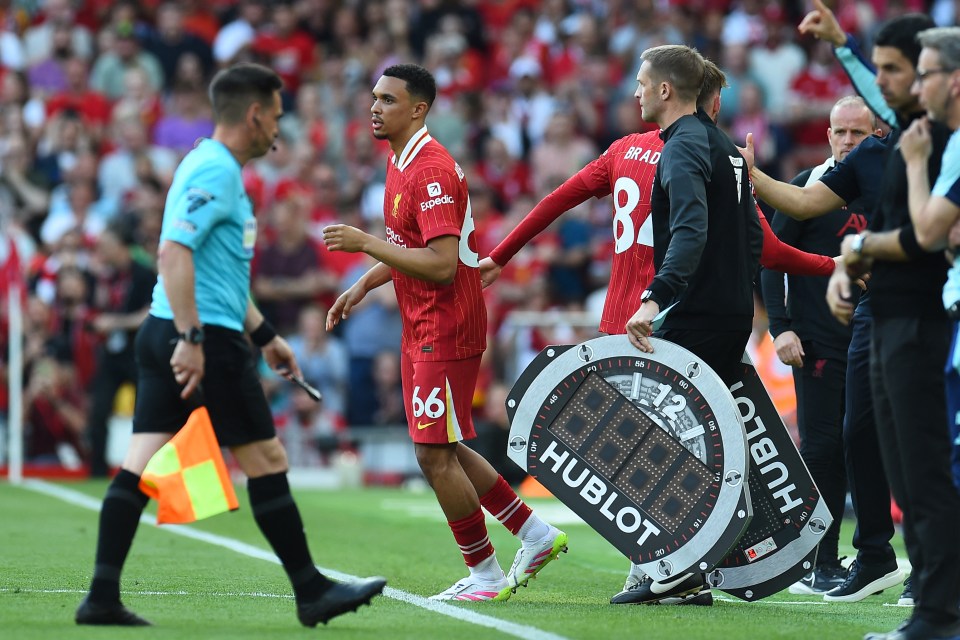 Boos echoed around Anfield when Alexander-Arnold came on against Arsenal