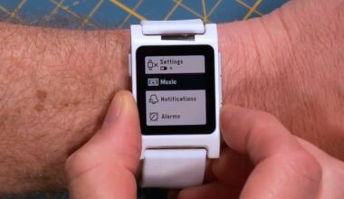 The Pebble’s creator, Eric Migicovsky, demos his new Core 2 Duo smartwatch
