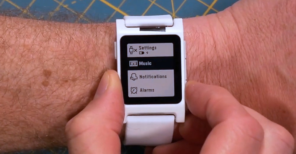The Pebble’s creator, Eric Migicovsky, demos his new Core 2 Duo smartwatch