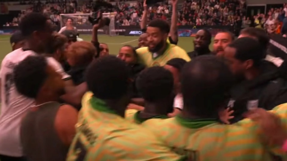 A reckless challenge close to the touchline saw tempers flare...