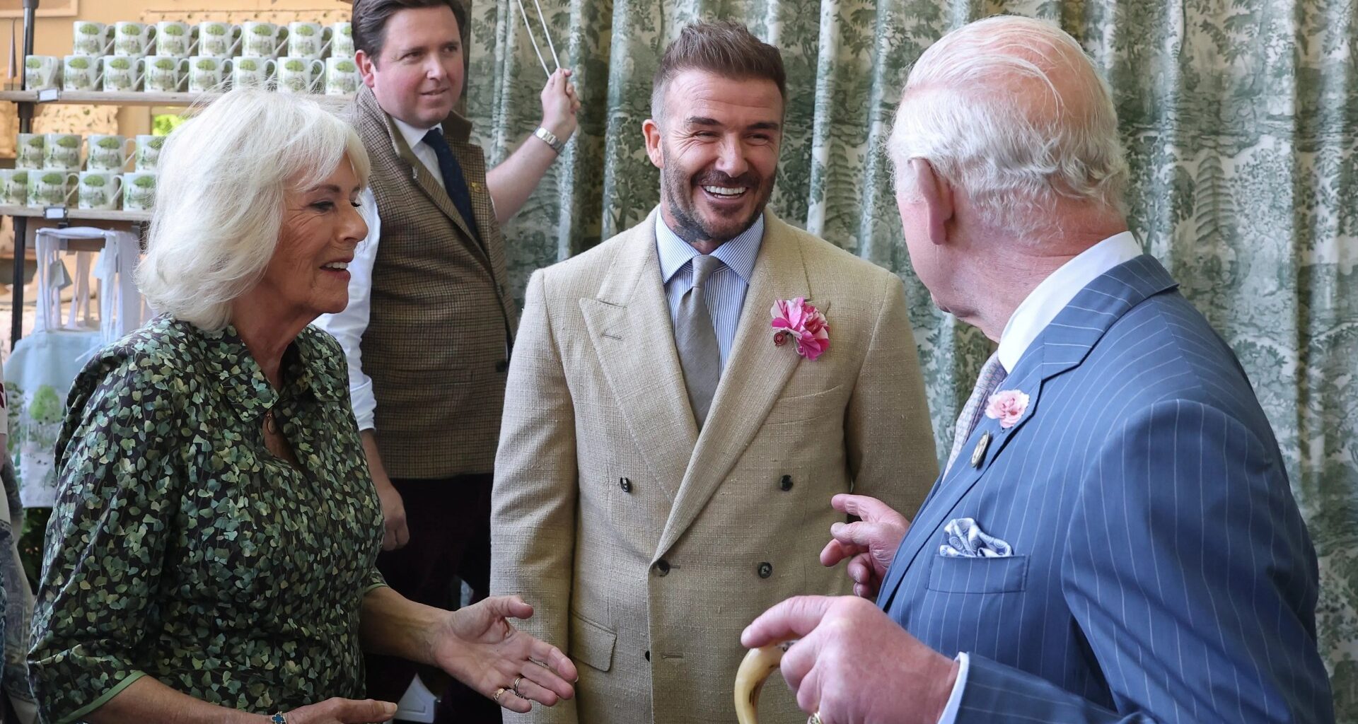 King asks David Beckham if he 'got his 50th birthday gift' as pair meet days after Harry & Brooklyn hold secret summit