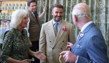 King asks David Beckham if he 'got his 50th birthday gift' as pair meet days after Harry & Brooklyn hold secret summit