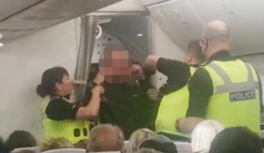 Moment ‘drunk’ passenger hauled off TUI flight by cops after PUNCHING cabin crew & screaming ‘plane's going to crash’