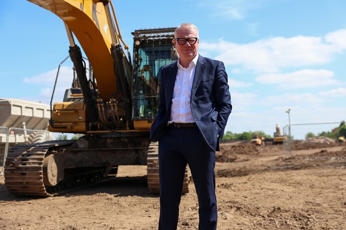 Richard Parker, Mayor of the West Midlands, at the site of the Yardley Brook development in Birmingham where 150 new social homes are being built